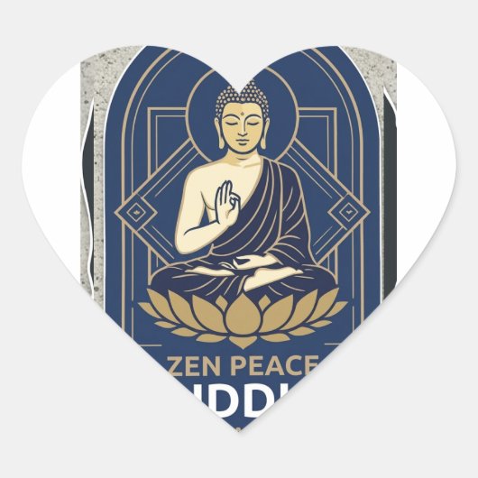Autocollant en forme de cœur Bouddha Paix Zen (Devant)