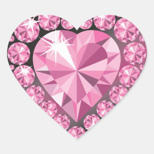Autocollant en forme de coeur de diamant orné de
