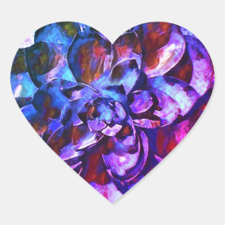 Autocollant en forme de coeur de fleur violette et