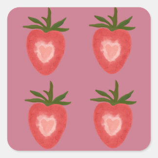 Autocollant en forme de cœur de fraise