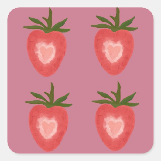 Autocollant en forme de cœur de fraise (Devant)