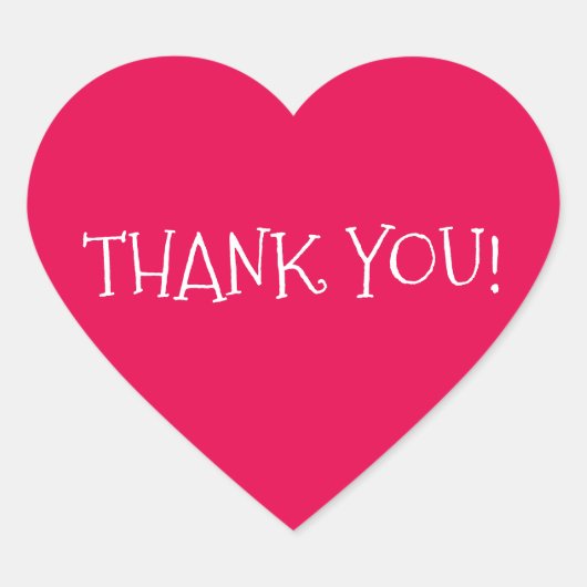 Autocollant en forme de coeur de Merci (Devant)