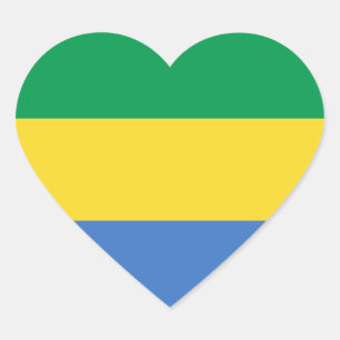 Autocollant en forme de coeur du drapeau du Gabon