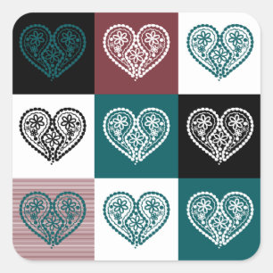 Autocollant en forme de coeur floral