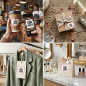 Autocollant en forme de cœur rose avec QR code per