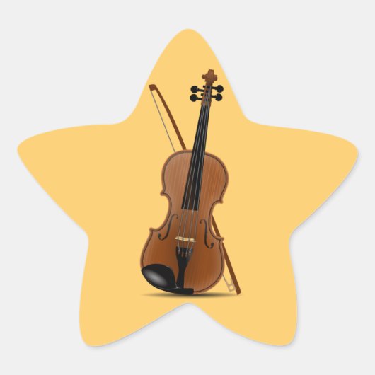 Autocollant en forme d'étoile violon et bow (Devant)
