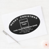 Autocollant en forme ovale Noir Noël (Enveloppe)