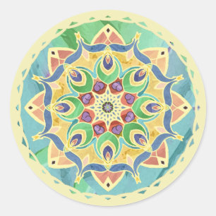 Autocollant en pastel de mandala de paix de sable