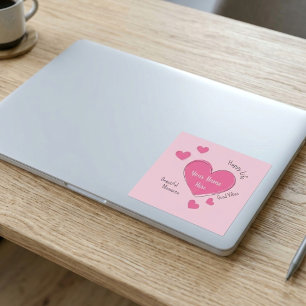 Autocollant en vinyle coeurs roses personnalisés