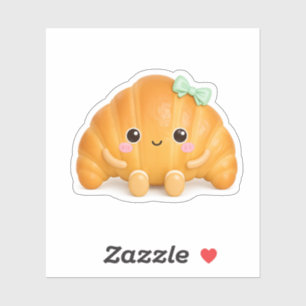 Autocollant en vinyle croissant mignon Kawaii