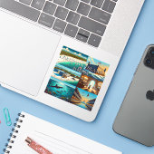 Autocollant en vinyle de 3 pouces de l'île Dauphin (Ordinateur portable avec iPhone)