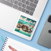 Autocollant en vinyle de 3 pouces Nassau Bahamas (Ordinateur portable avec iPhone)