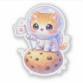 Autocollant en vinyle de chat astronaute mignon (Devant)