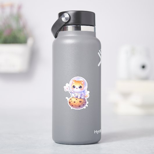 Autocollant en vinyle de chat astronaute mignon (HydroFlask)