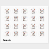 Autocollant en vinyle de chiot Kawaii mignon - Des (Feuille)