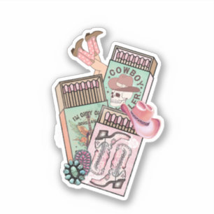 Autocollant en vinyle de cowgirl rose rustique