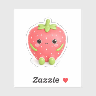 Autocollant en vinyle de fraise mignonne Kawaii