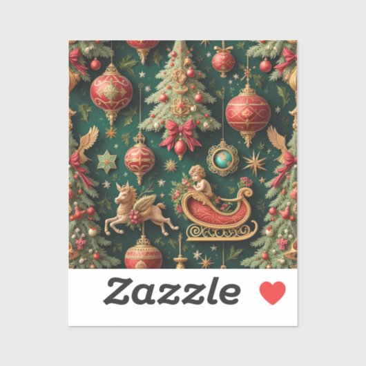 Autocollant en vinyle de Noël baroque (Feuille)