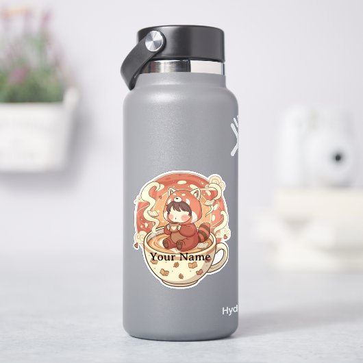 Autocollant en vinyle de tasse à café Panda rouge (HydroFlask)