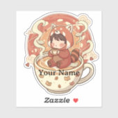 Autocollant en vinyle de tasse à café Panda rouge (Feuille)