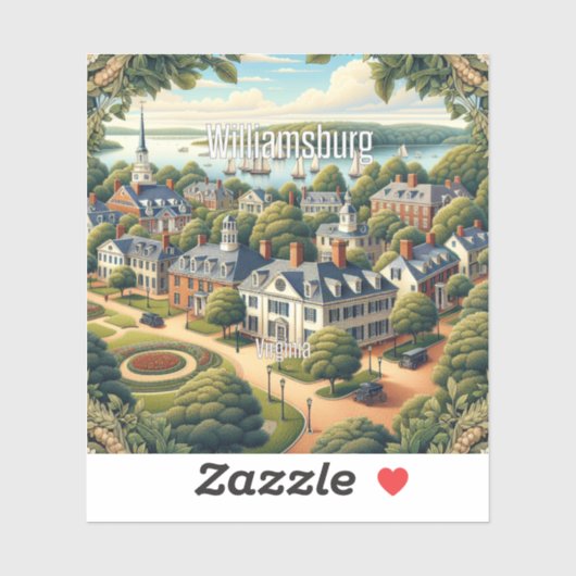 Autocollant en vinyle de Williamsburg Virginia 3 p (Feuille)