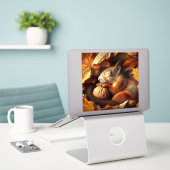 Autocollant en vinyle d'écureuil dormant (Ordinateur portable sur le bureau)