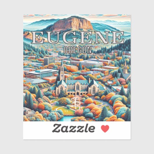 Autocollant en vinyle Eugene Oregon 3 pouces (Feuille)