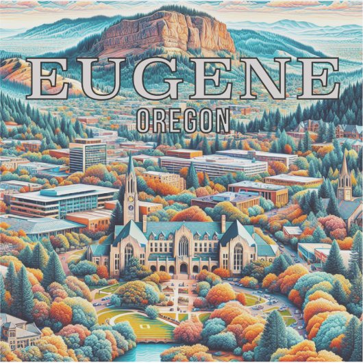 Autocollant en vinyle Eugene Oregon 3 pouces (Devant)