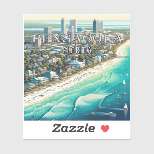 Autocollant en vinyle Pensacola Florida 3 pouces (Feuille)
