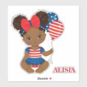 Autocollant en vinyle pour fille patriotique afric (Feuille)