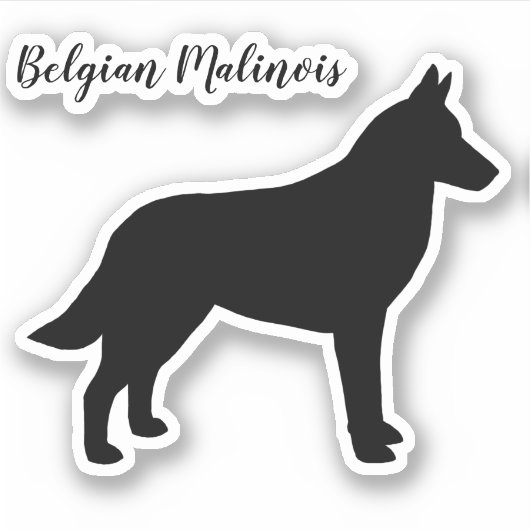 Autocollant en vinyle silhouette de chien malinois (Devant)