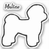Autocollant en vinyle silhouette de chien maltais (Devant)