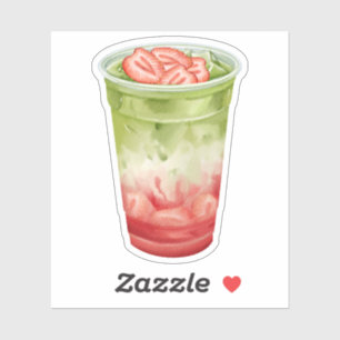 Autocollant esthétique au matcha et fraise mignon