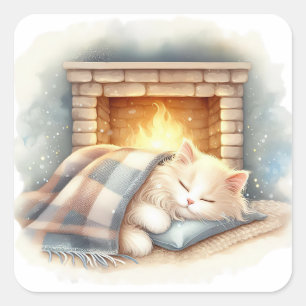 Autocollant esthétique hiver mignon chat