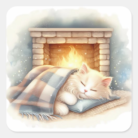Autocollant esthétique hiver mignon chat (Devant)
