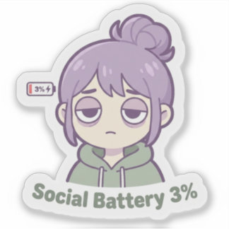 Autocollant esthétique mignon Batterie sociale 3%
