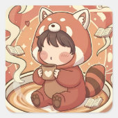 Autocollant esthétique Modern Square Red Panda Bre (Devant)