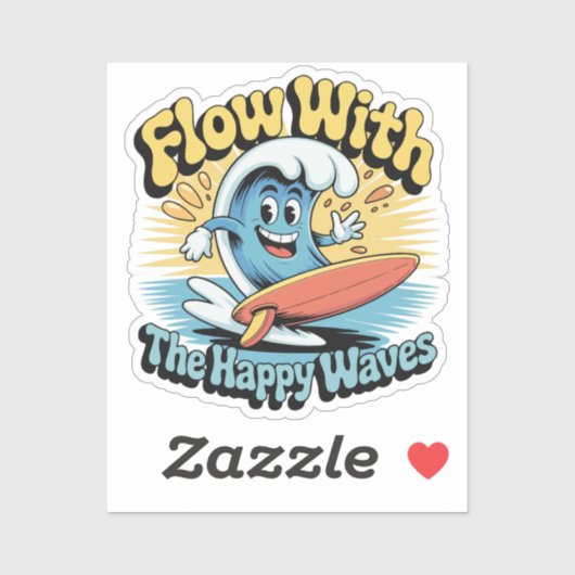 Autocollant Étanche Flow With The Happy Waves (Feuille)