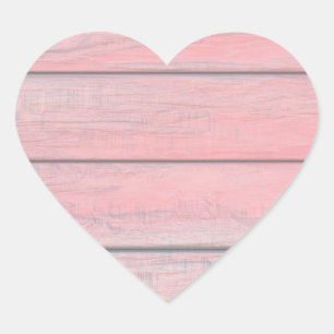 Autocollant Étiquette Bois Coeur Rose Rustique
