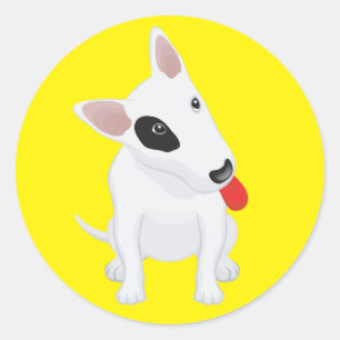 Autocollant / Étiquette Chien Bull Terrier Jaune