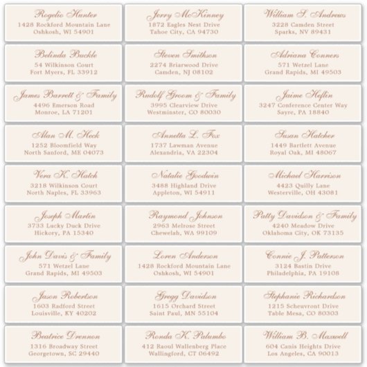 Autocollant étiquette de adresse invité mariage en (Devant)