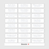 Autocollant étiquette de adresse invité mariage pe (Feuille)