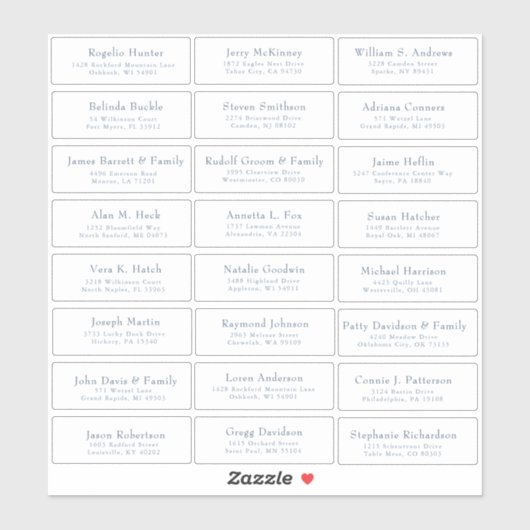 Autocollant étiquette de adresse invité mariage pe (Feuille)