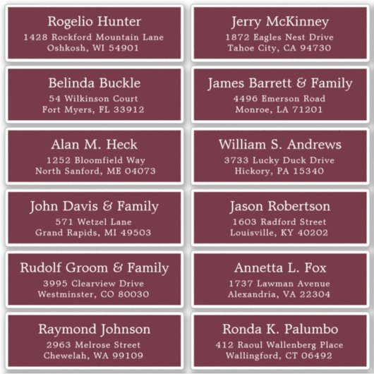 Autocollant étiquette de adresse invité mariage pe (Devant)