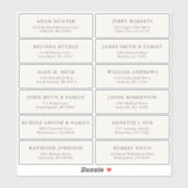 Autocollant étiquette de adresse invité mariage pe (Feuille)