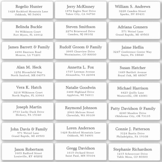 Autocollant étiquette de adresse invité mariage pe (Devant)