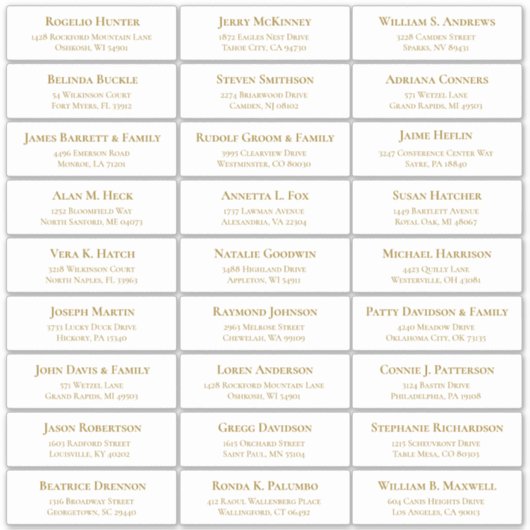 Autocollant étiquette de adresse invité mariage pe (Devant)