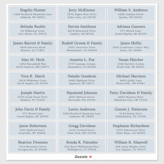 Autocollant étiquette de adresse invité mariage pe (Feuille)