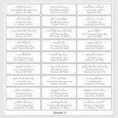 Autocollant étiquette de adresse invité mariage pe (Feuille)