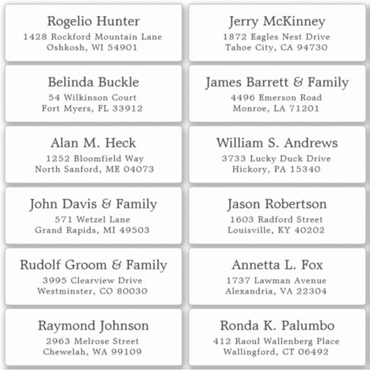 Autocollant étiquette de adresse invité mariage pe (Devant)